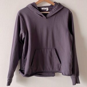 Wilt lavender purple French terry cloth raw hem soft cotton hoodie sweatshirt